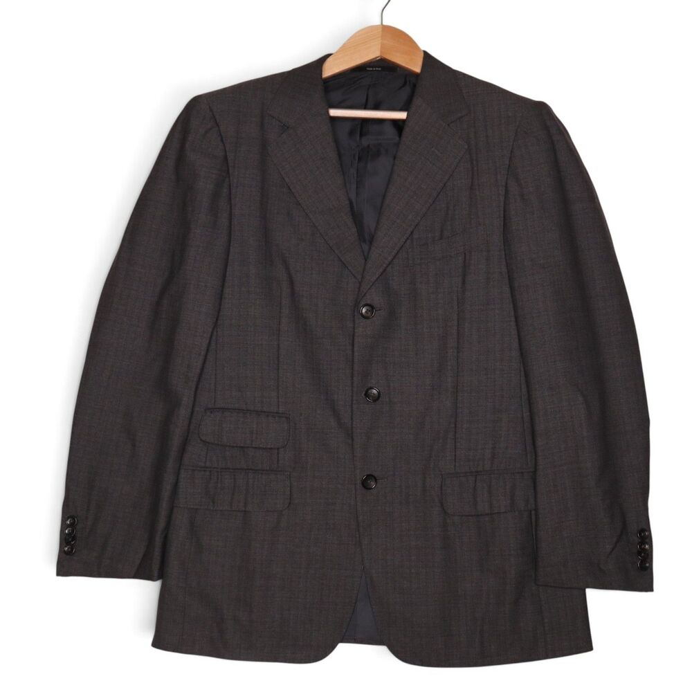 Gucci Tom Ford Era Designer Men's IT48/US38 Gray 3-Button Wool Bazer Suit Jacket